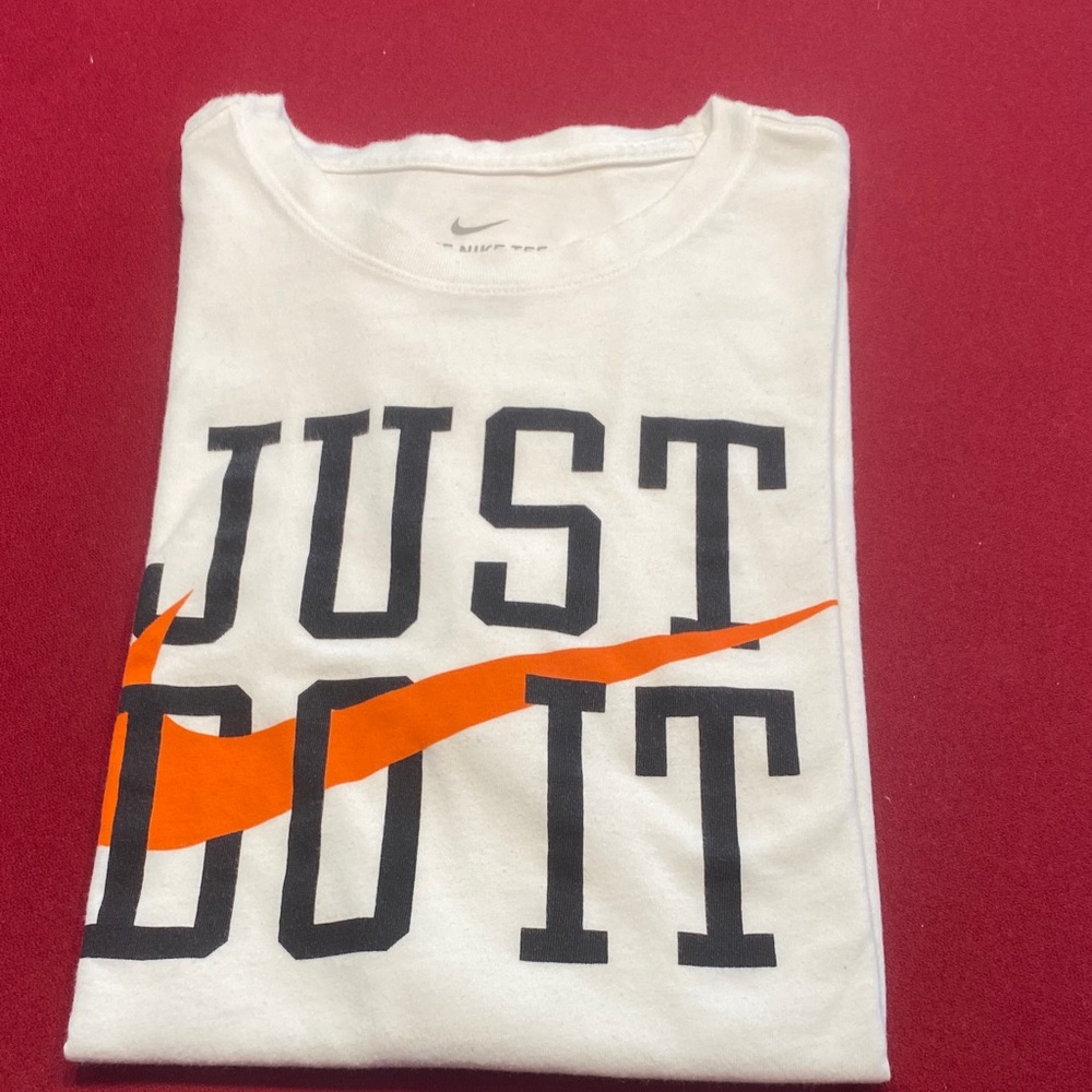 Nike White Tee with Black and Orange Slogan - Picture 2 of 5